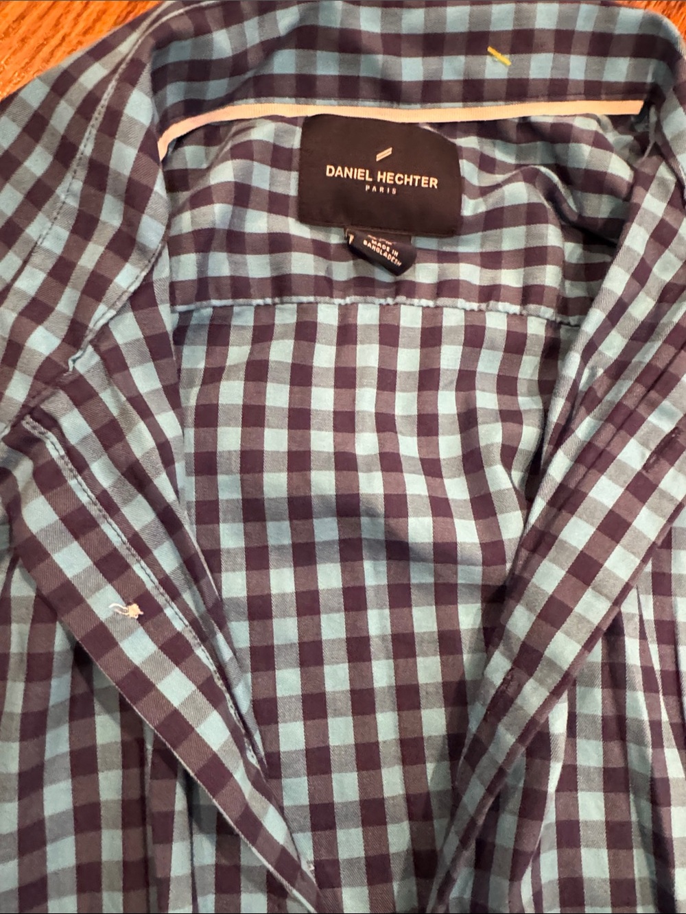 Daniel Hechter Men's Teal and Navy Check Button-Down Shirt
